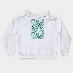 Green Foliage Pattern Kids Hoodie